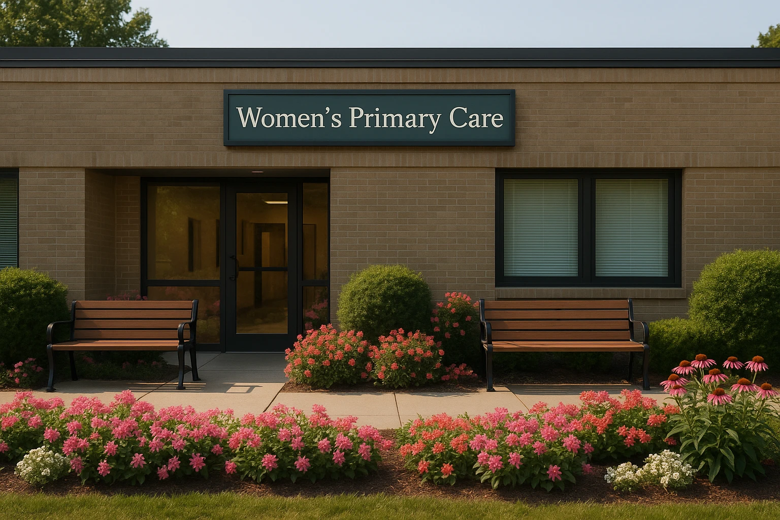 A cozy, welcoming healthcare clinic exterior in Glen Burnie, MD, with a sign reading 