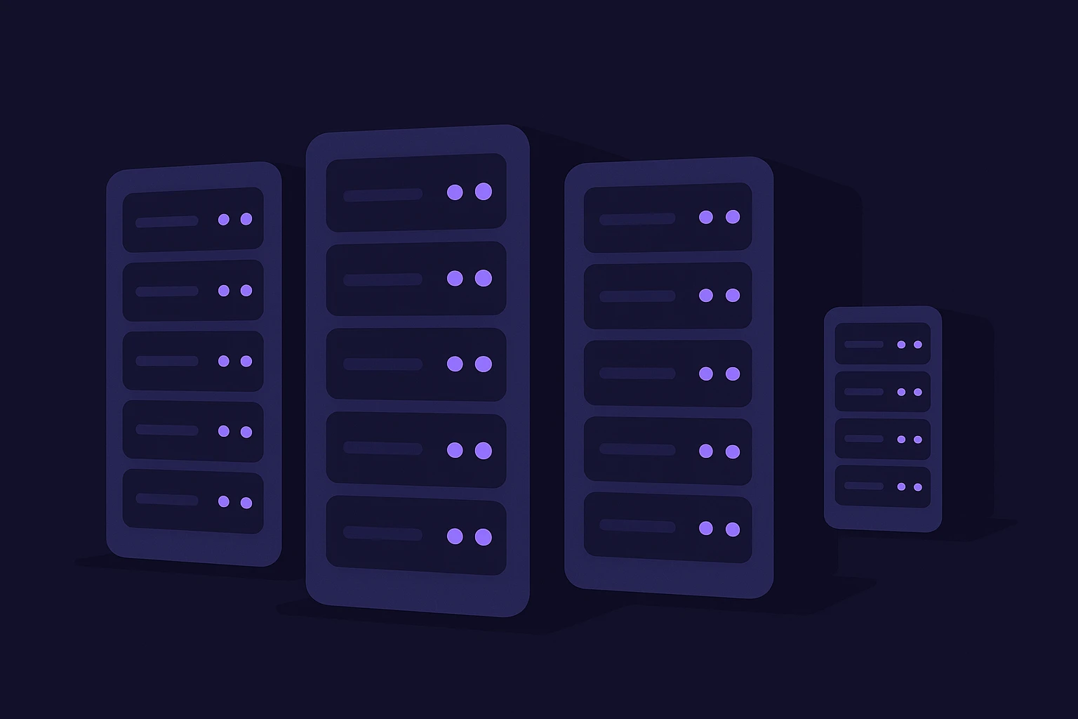 An array of server racks in a dimly lit data center, each equipped with glowing LED indicators, symbolizes the distribution and management of web traffic through backconnect proxies.