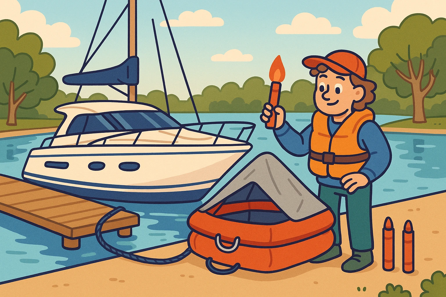 Yacht safety check: Ensuring emergency equipment is ready and accessible.