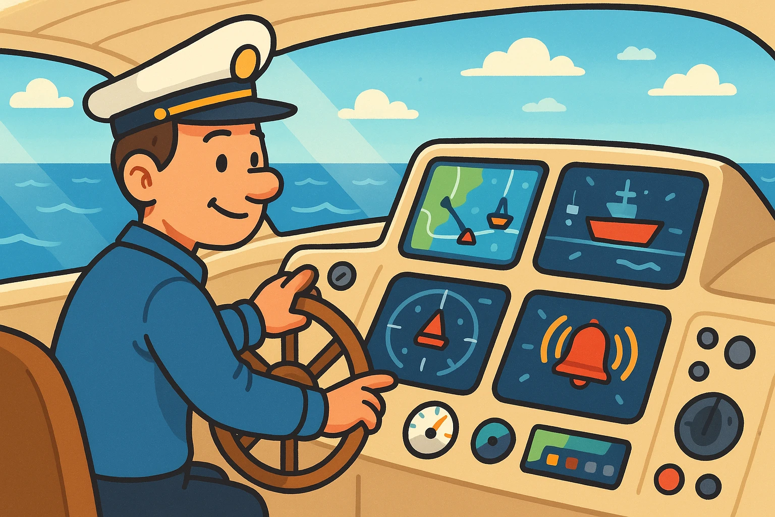 Advanced navigation technology on display at a yacht's control console.