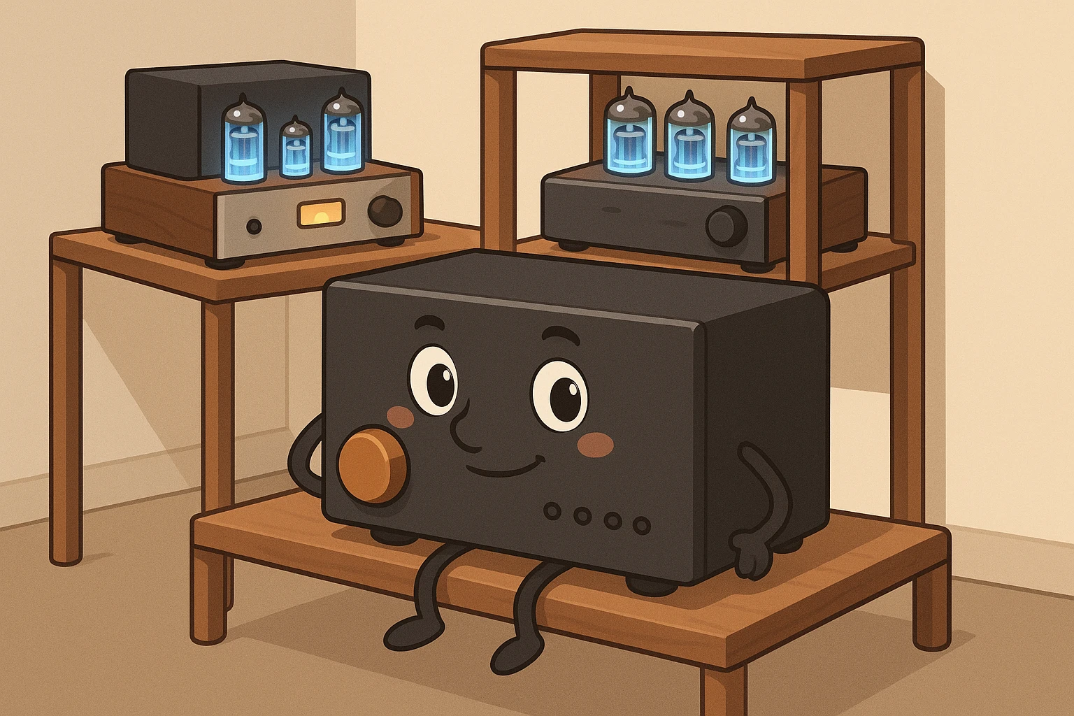 High-end audio components showcased in a minimalist studio setting.
