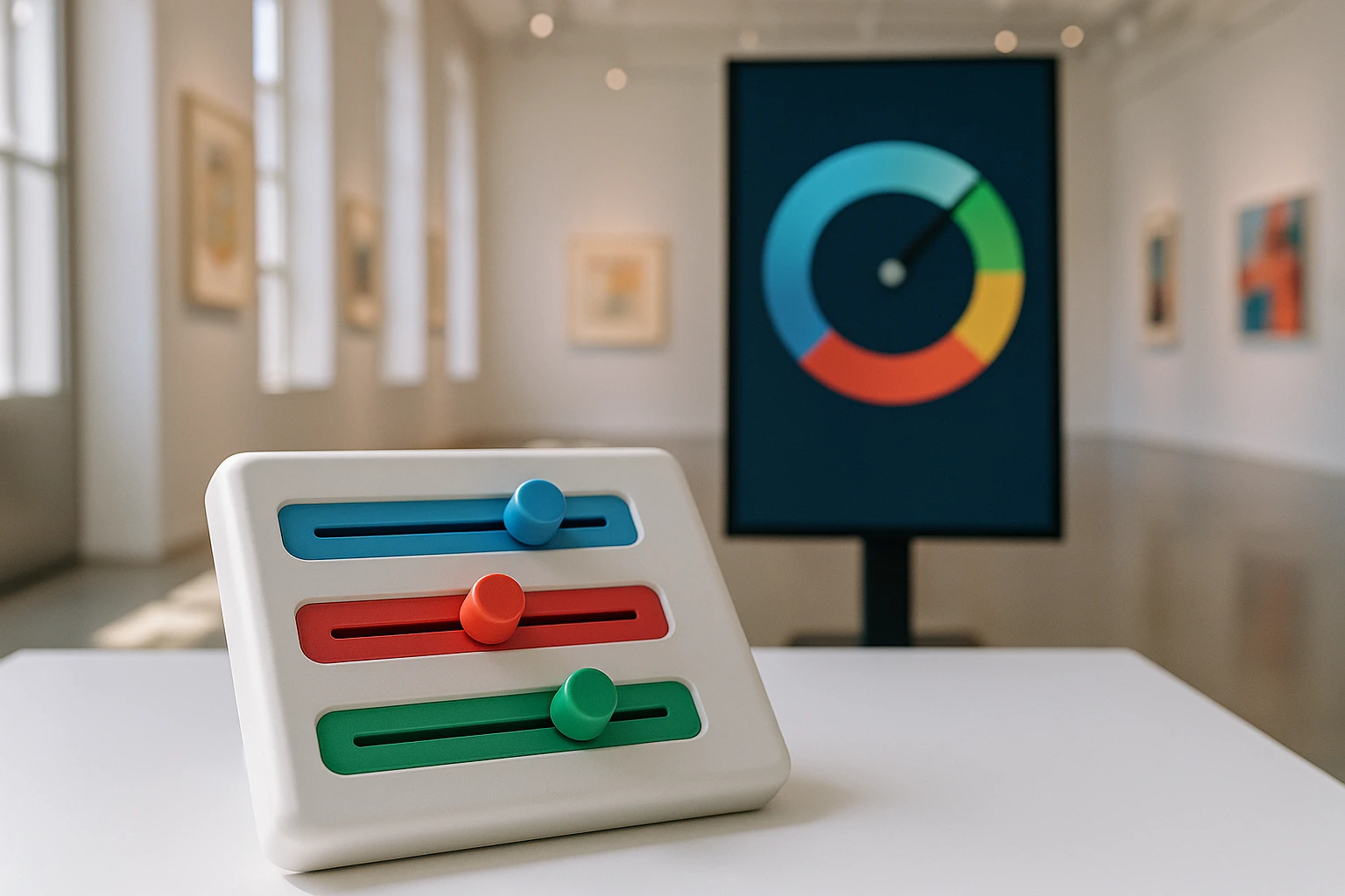 A close-up of a split testing kit with colorful control sliders labeled for 