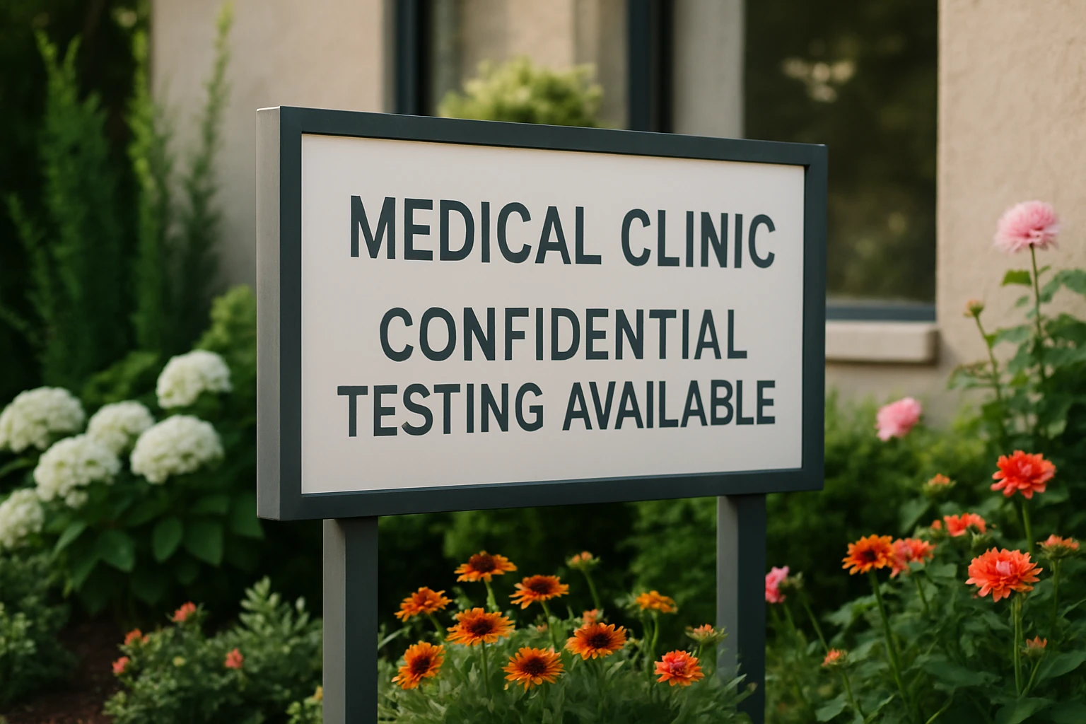 A medical clinic's sign prominently displaying 