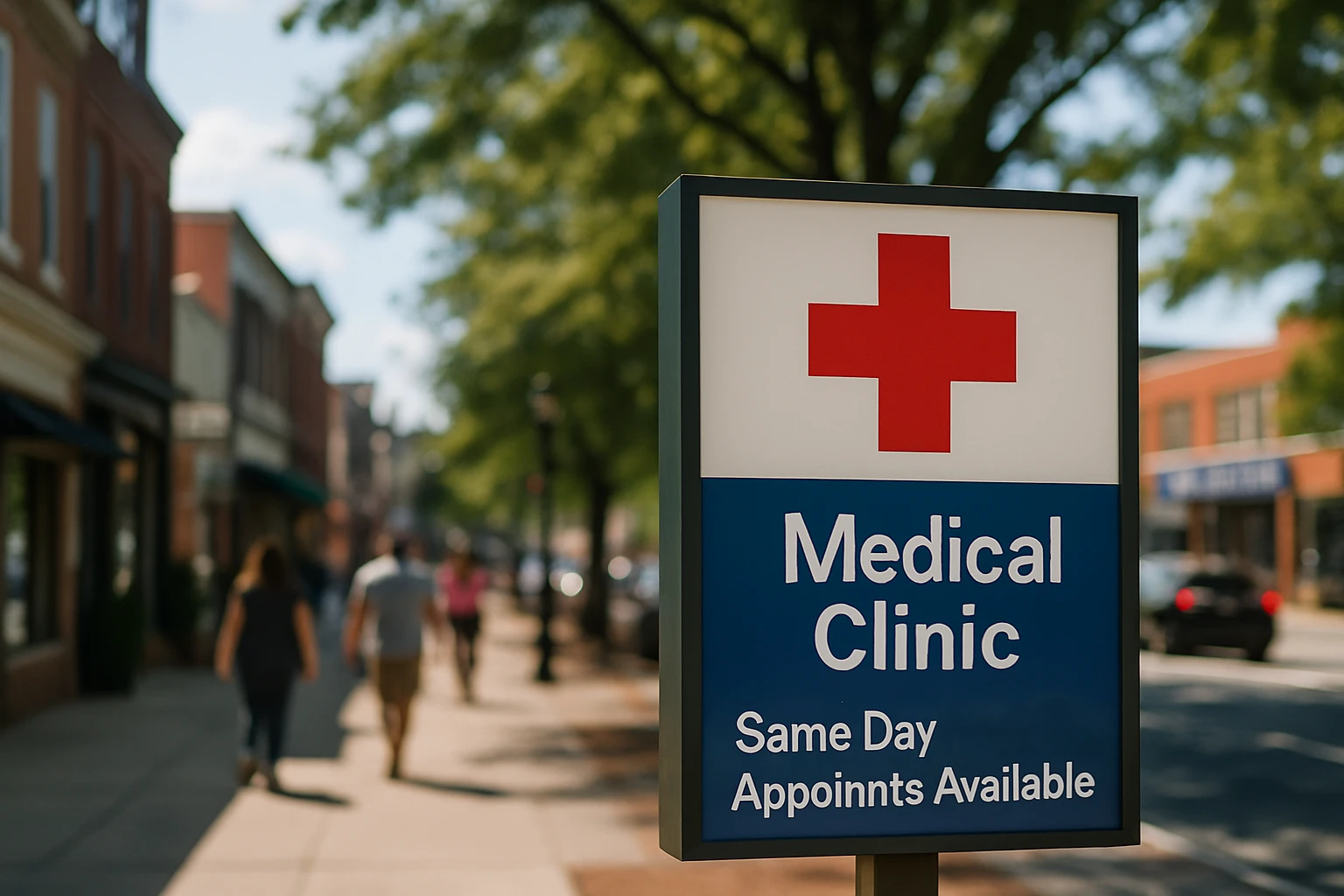 A small medical clinic sign with 