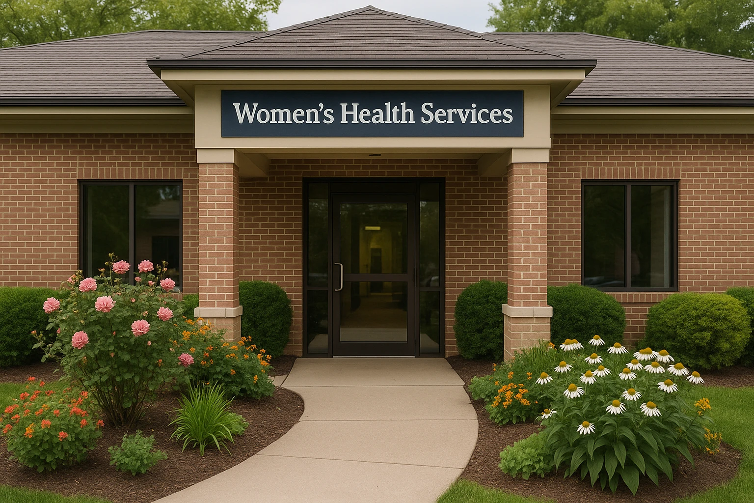 A friendly healthcare clinic's entrance in Glen Burnie with a sign reading