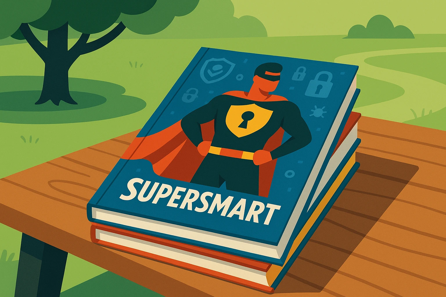 A stack of colorful graphic novels featuring a bold 